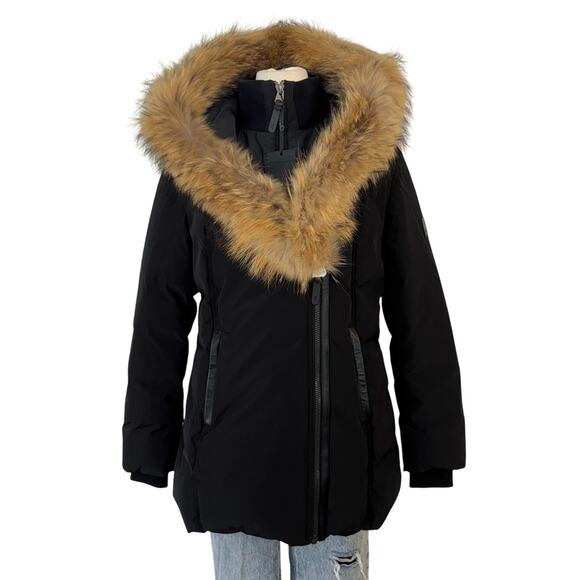 Mackage Adali Down Coat with Natural Signature Fur Collar in Black XL NWT - Picture 1 of 15